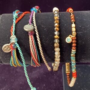 Lot of 2 Pure Vida String Bracelets & 2 Spartina 449 Multi Stone Bead Bracelets